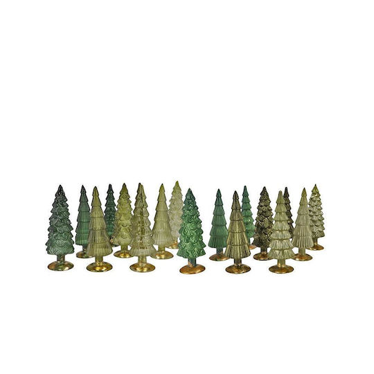 Glass Decorative Christmas Trees Green Gold 30cm