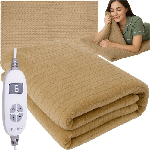 Ruhhy Semi Double Electric Washable Blanket with Timer Beige 120W 130x180cm