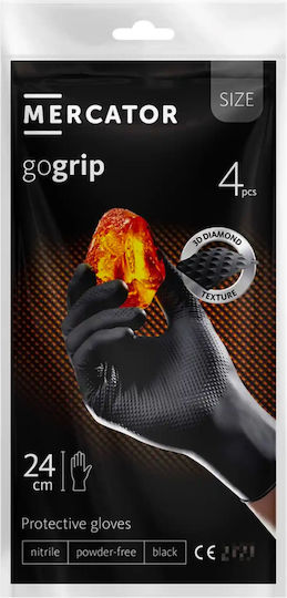 AMiO Gloves for Work Black Nitrile 4pcs