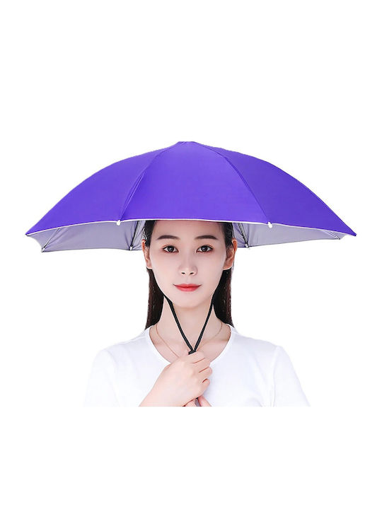 Umbrelă De Cap Flippy Diametru 69 Cm Curea Reglabilă Pentru Cap Protecție UV Ploaie Mov