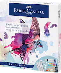 Faber-castell Watercolor Paints 12 Colors Painting Set Brushes Stencil Palette