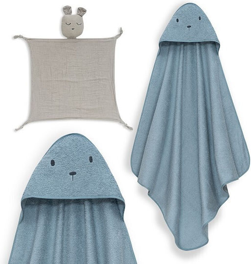 Interbaby Bear Bathrobe & Muslin Comforter Set Petrol