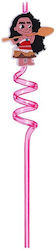 Aloha Kinder Kunststoff-Strohhalme Vaiana Fuchsia 20cm