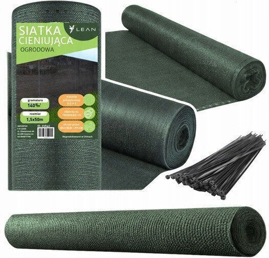 Lean Toys Мрежа за сянка Зелен на Ролка 1.5x50m 140гр/кв.м