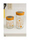 Galifas Set of 2 Glass Sugar Coffee Jars with Orange Lid