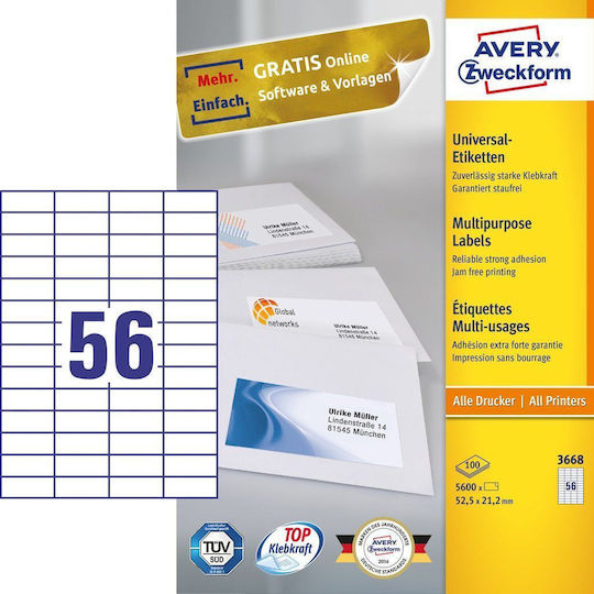 Avery Selbstklebende A4-Etiketten 52.5x21.2mm