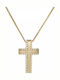 Damen Gold Kreuz 14K Beidseitig mit Kette