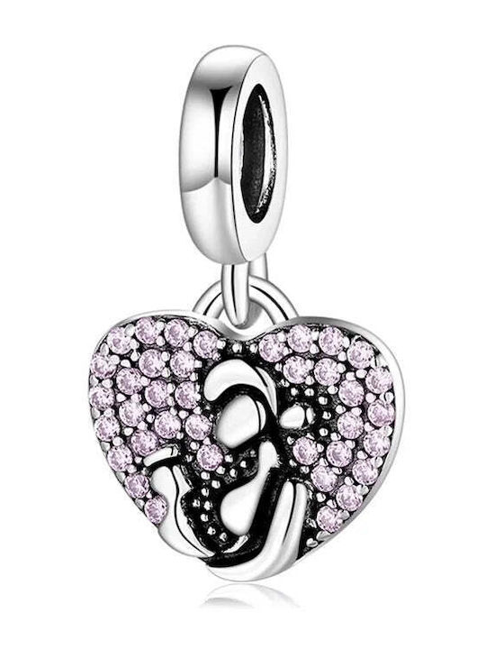 Mum Charm in Pink Gold Plated Silver Pink