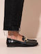 Leather Women's Moccasins in Black Color