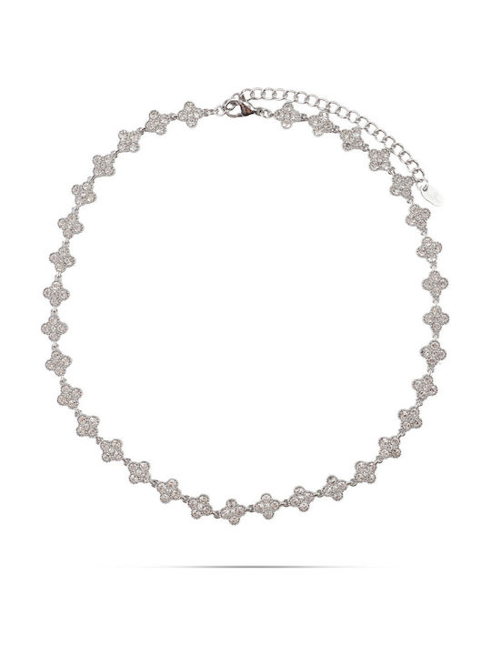 Κολιέ Choker Πέτρες Ζιργκόν Mar Mar Athena Flower Ανοξείδωτο Ατσάλι