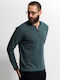 Langarmbluse Petrol Blue