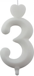 White Number 3 Birthday Candles 10 Pieces Lumea