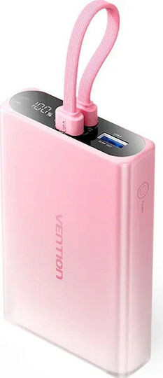 Vention Външна Батерия 10000mAh 22.5W с USB-A Изходен Порт и USB-C Изходен Порт Power Delivery / Бързо Зареждане Розова
