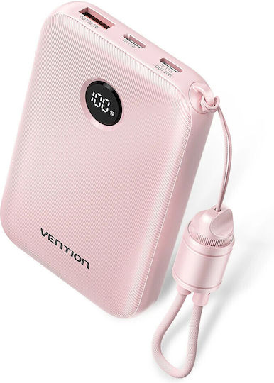 Vention Power Bank 10000mAh 22.5W с USB-A порт и USB-C порт Розов