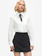 Langärmelig Damen Hemd White