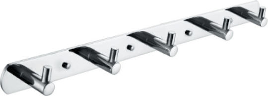 Wall-Mounted Bathroom Hook with 5 Positions Silver