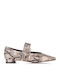 Synthetic Leather Pointed Toe Brown Heels with Strap Animal Print