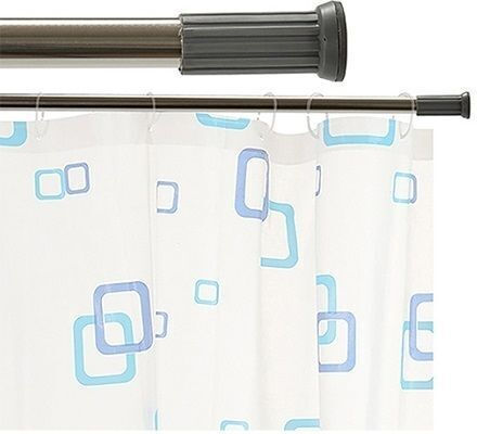 Import Hellas Telescopic Straight Shower Curtain Rod Wall Mounted Silver 110cm