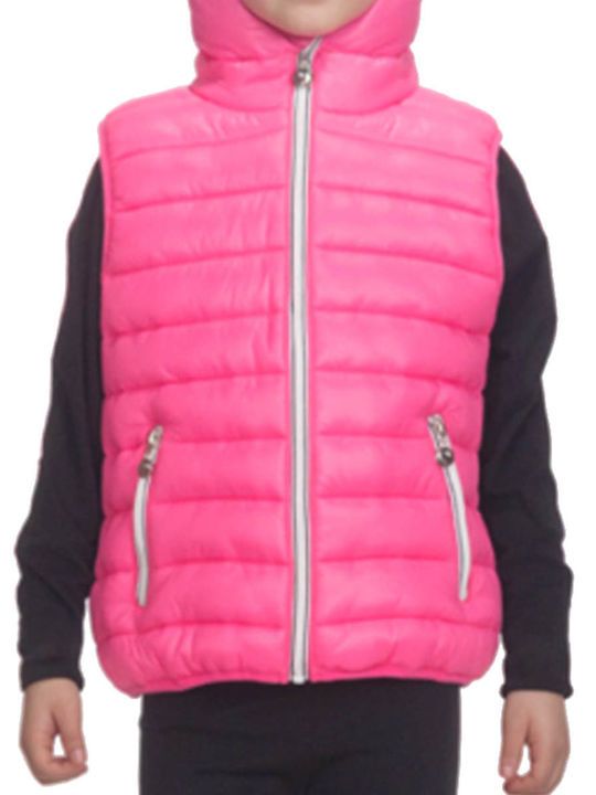 Joyce Kids Quilted Sleeveless Coat with Hood Pink