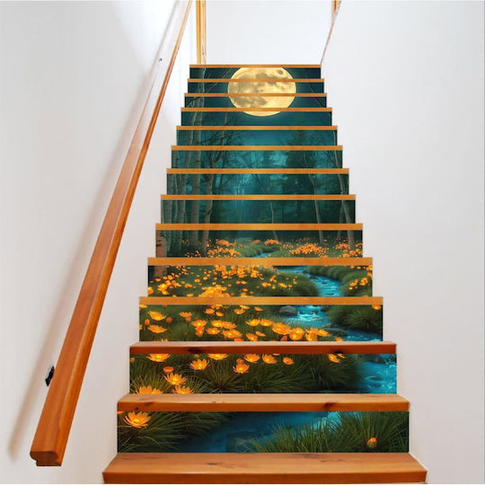 Autocolant decorativ pentru scări interioare, imprimare autoadezivă de înaltă rezoluție, dimensiuni 200 x 124 cm, cod Avx-stairs-05