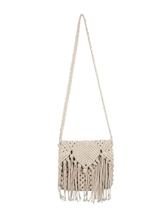 Stoff Gestrickte Damen Schultertasche Beige