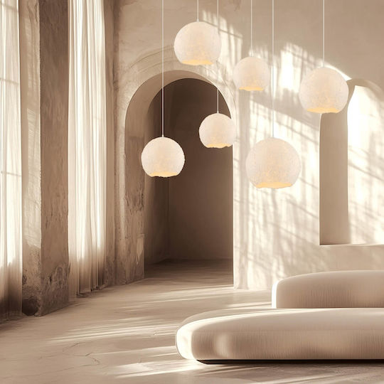 Zambelis Lights Висящо Осветително Тяло Бял с Цокъл E27 40x40x38см.