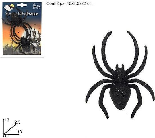 Διακοσμητική Αράχνη Halloween Σετ 2 Τεμαχίων 13x10cm Μαύρο