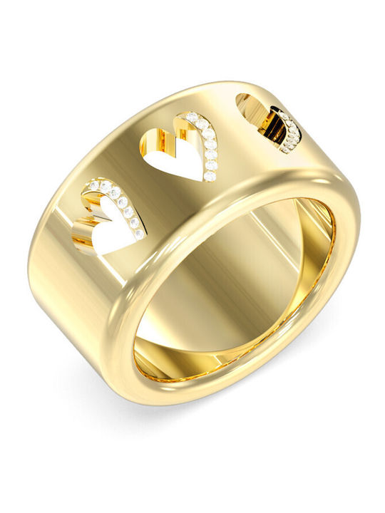 Guess Ring with Stones made of Steel Gold Plated