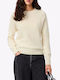 Women's Long Sleeve Sweater Woolen Ecru