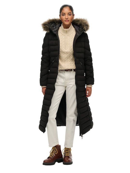 Superdry Fuji Faux Μακρύ Γυναικείο Μπουφάν για ...