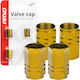 Set 4 Aluminum Valve Caps Hexagon Model Yellow Color