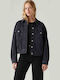90's Trucker Women's Jean Jacket for Spring or Autumn Black