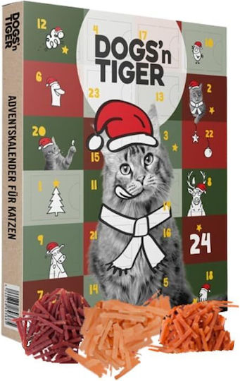 Calendario De Adviento Para Gatos 2025 - 24 Aperitivos De Carne (85% Pollo, Pato, Salmón), Sin Cereales Ni Azúcar