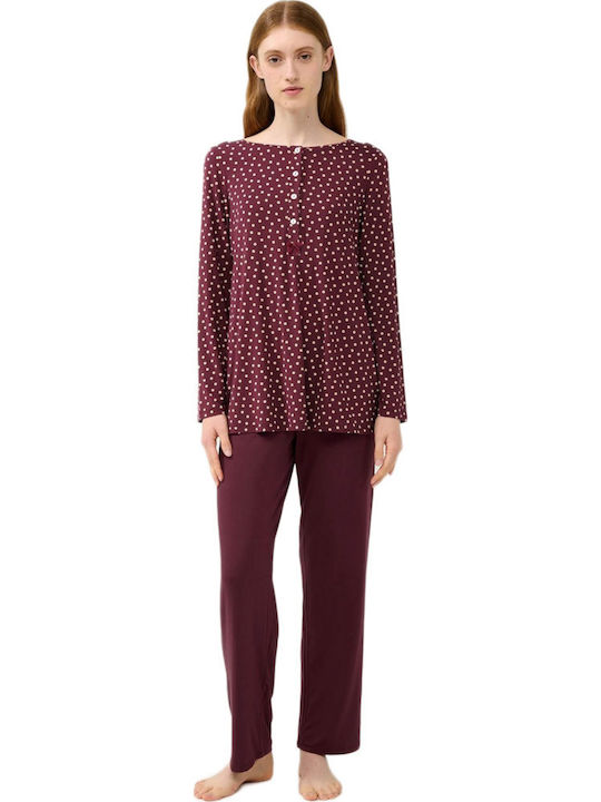 Vamp Winter Women's Pyjama Set Burgundy