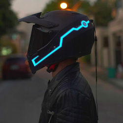Set 2 Led Strips Motorcycle Helmet Lighting White Color Wired Remote Control Battery Powered