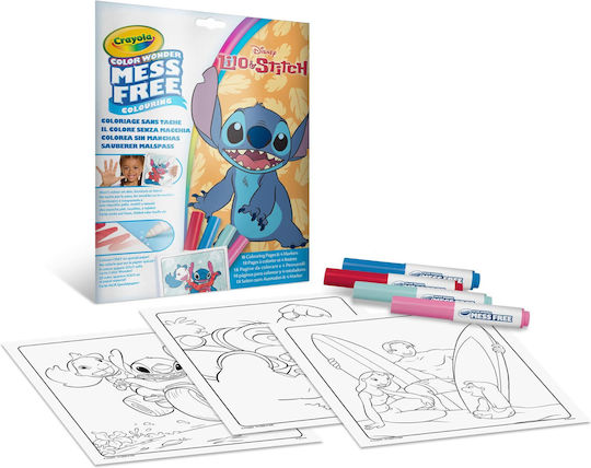 Crayola Color Wonder Комплект за оцветяване 18 страници за оцветяване 4 маркера Без бъркотия Тема Lilo & Stitch Творческа дейност За деца на възраст 3, 4, 5 години Код 75-2665