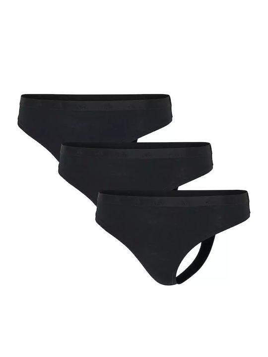 Active Βαμβακερά Γυναικεία String 3Pack Μαύρα