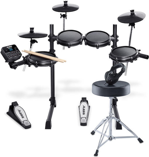 Alesis Drums Turbo Mesh Kit Bundle – Set Complet E-drum Cu Șapte Piese Mesh Scaun Pentru Tobă Căști Bețe De Tobă