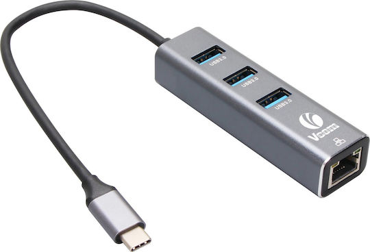 Vcom Dh311b Docking Station Usb-c To 3x Usb-a 1x Rj45 Gray