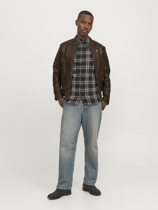 Jack & Jones Δερμάτινο Μπουφάν Brown Stone