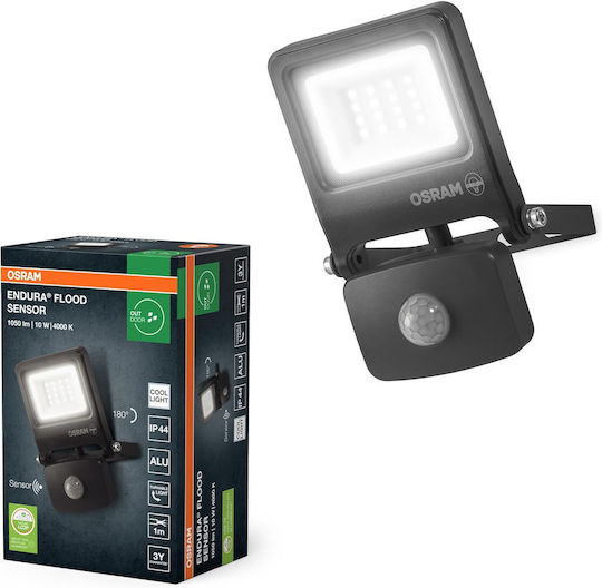 Osram Στεγανός Προβολέας LED 10W Φυσικό Λευκό 4000K με Αισθητήρα Κίνησης IP44
