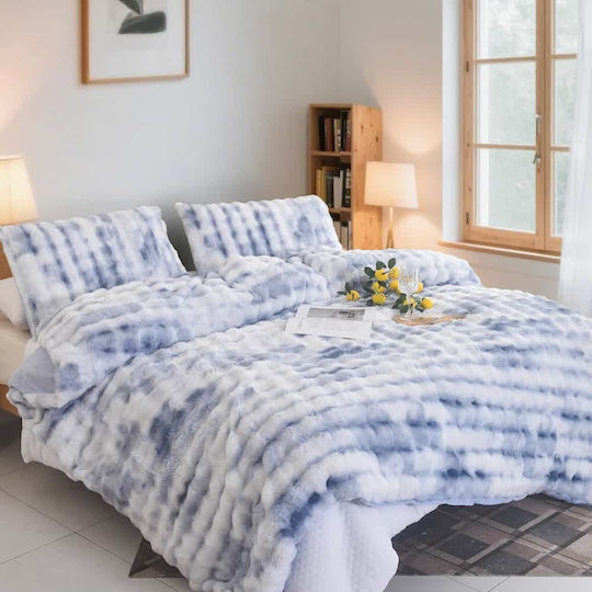 Lucktora Rabbit Duvet Cover Set 220x240cm Super King with 2 Pillowcases Light Blue