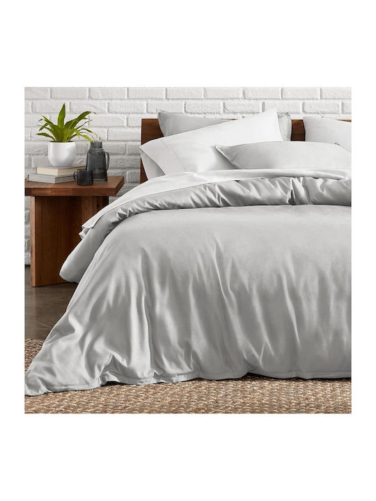 My Home Luxury Duvet Cover Set Queen with 2 Pillowcases 220x240 Grey