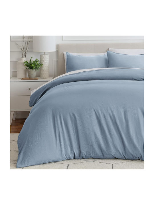 My Home Luxury Duvet Cover Set Queen with 2 Pillowcases 220x240 Sky Blue