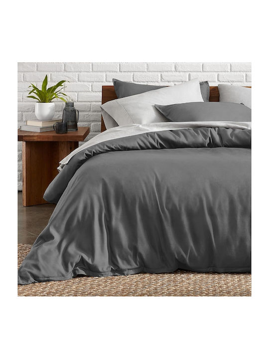 My Home Luxury Duvet Cover Set Single with Pillowcase 160x240 Dark Light Grey