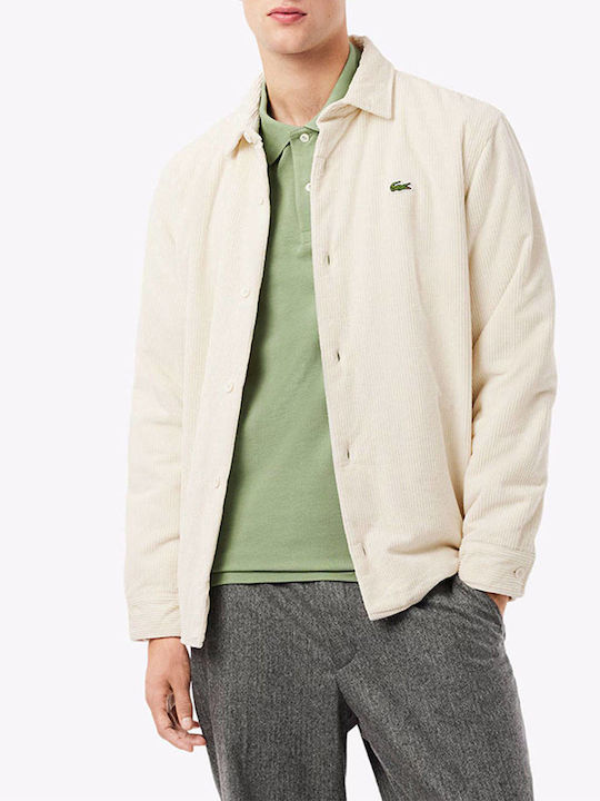 Lacoste Overshirt Din Catifea Raiata Ecru