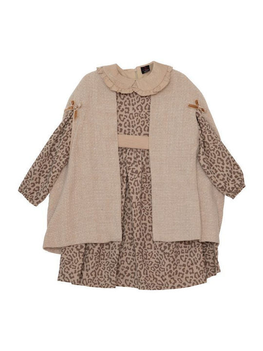 Girls Dress Long Sleeve Beige