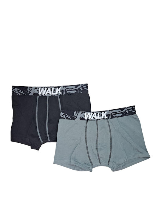 Walk Ανδρικά Μποξεράκια Μαύρο/χακί 2Pack