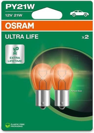 Osram Лампи Автомобила Ultra Life PY21W-BAU15s Обикновени Бял 12V 21W 1бр