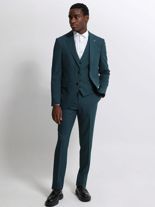 Men's Suit with Vest Green
